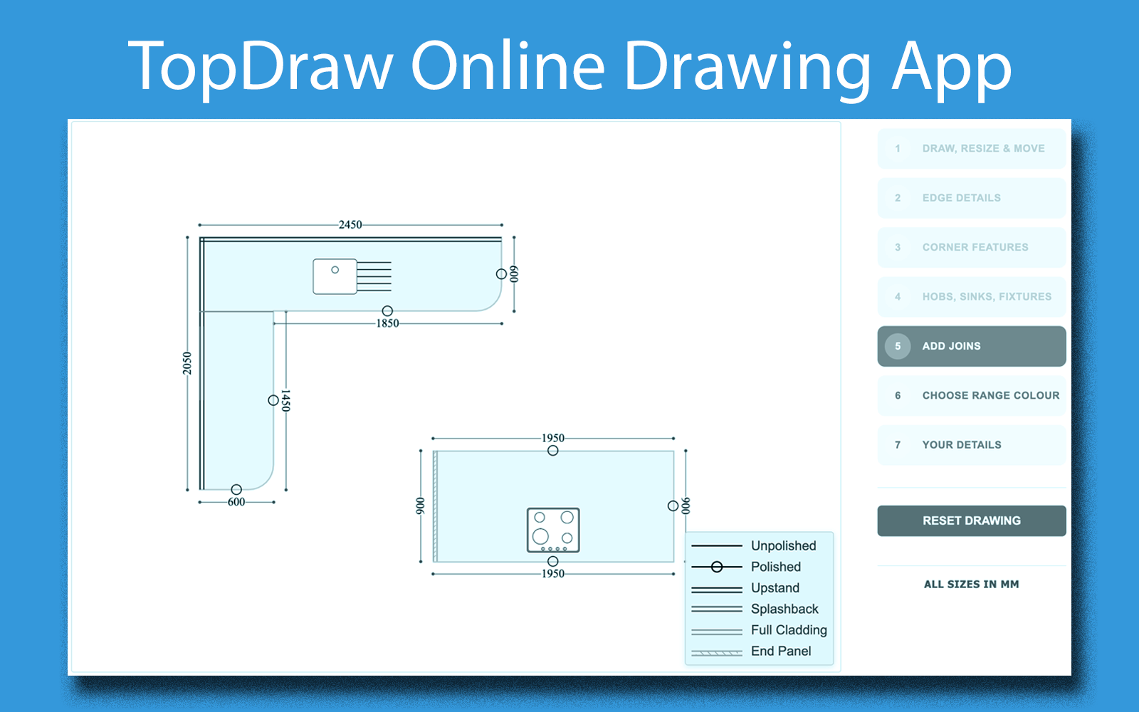 TopDraw – browser-based worktop drawing app
